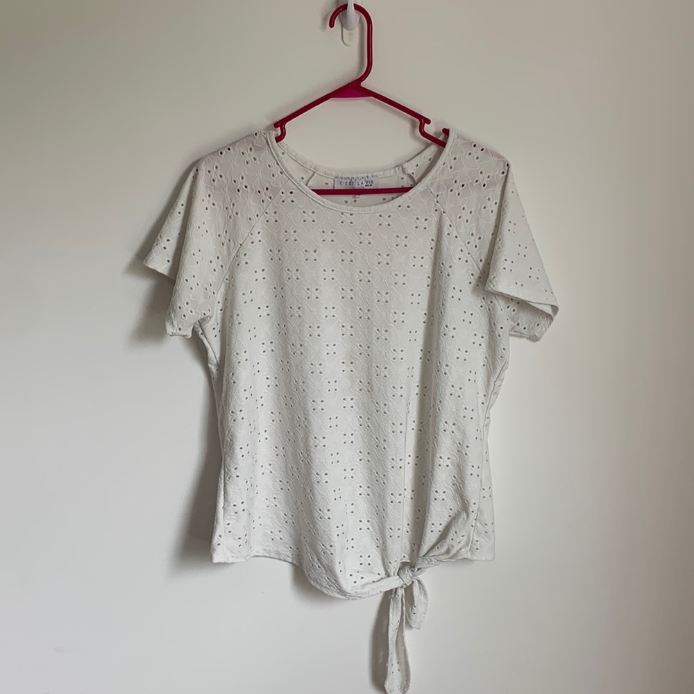 White blouse with flower pattern